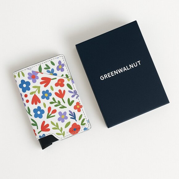 Slim Pop-Up Wallet | Floral Aluminium Wallet Card Holder | Rfid Blocking Minimal - Picture 3 of 6
